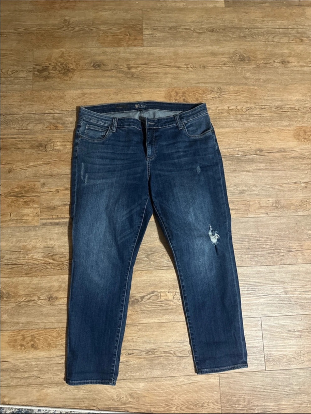 Kut from the Kloth Dark Blue Boyfriend Jeans with Light Distressing